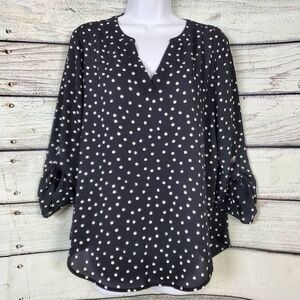 Maurices Black White Polka Dot Sheer Blouse Women’s Medium